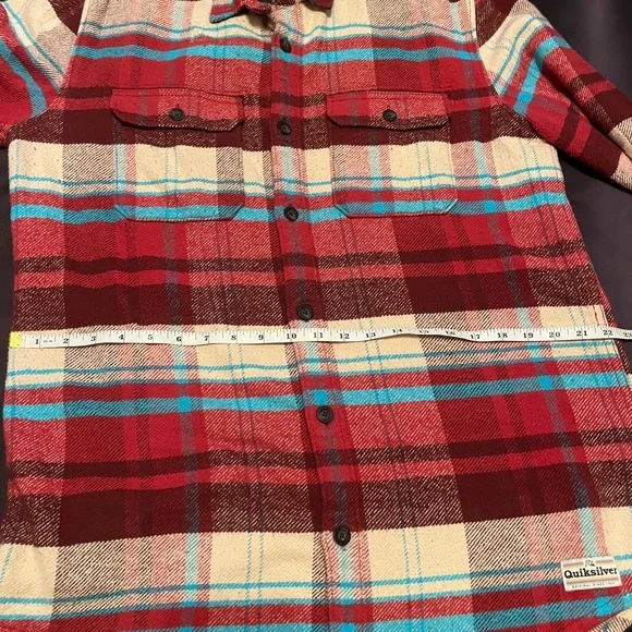 Quiksilver Red and Blue Plaid Men's Shirt - Picture 3 of 9